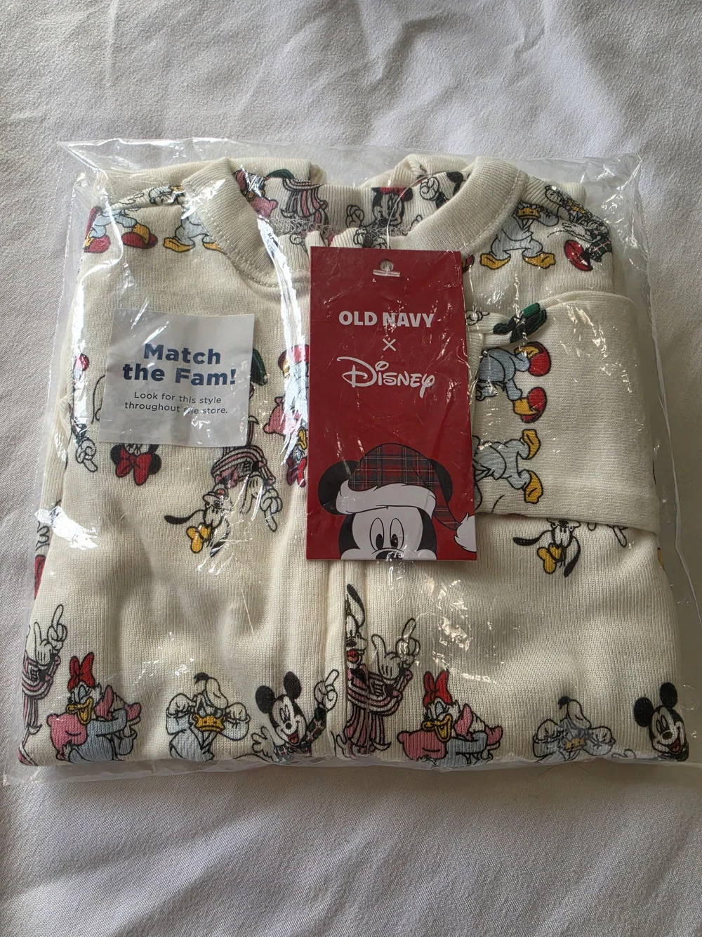 Old Navy Cream Mickey & Friends Zip Footed One-Piece